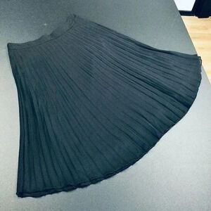 NWT YuLinGe Womens Black Lined Accordion Pleated Flare A-Line Skirt Size 12